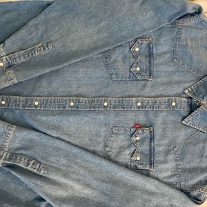 Vintage Levis Red Tab Denim Pearl Snap Unisex Shirt / Overshirt - L